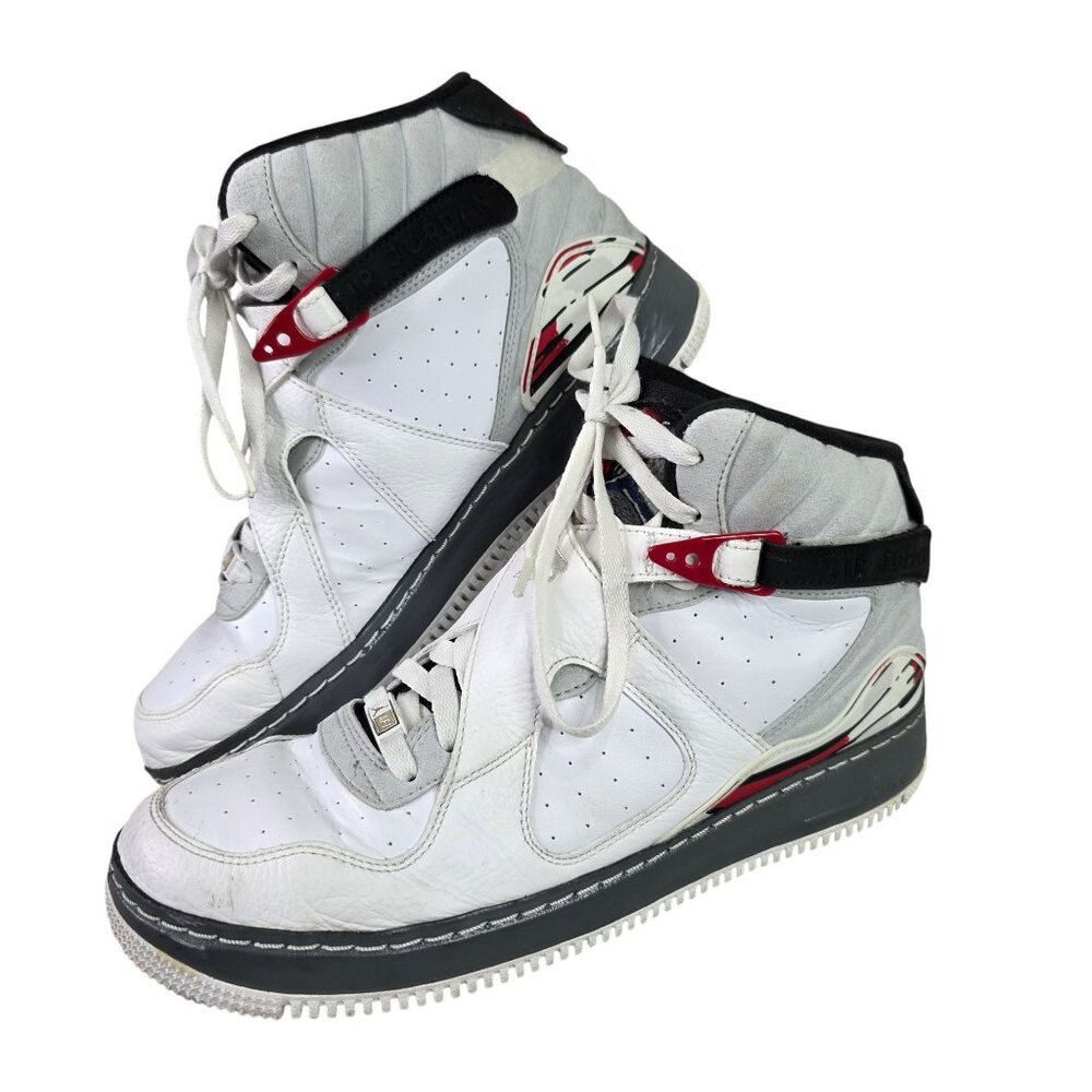 Mens Nike Air Jordan Fusion White Black Red Basketball Sneakers High Top 10.5